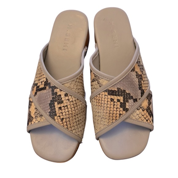 M. Gemi Mariella Snakeskin Patterned Women's Wooden Slide Sandals 8.5 - Picture 1 of 9
